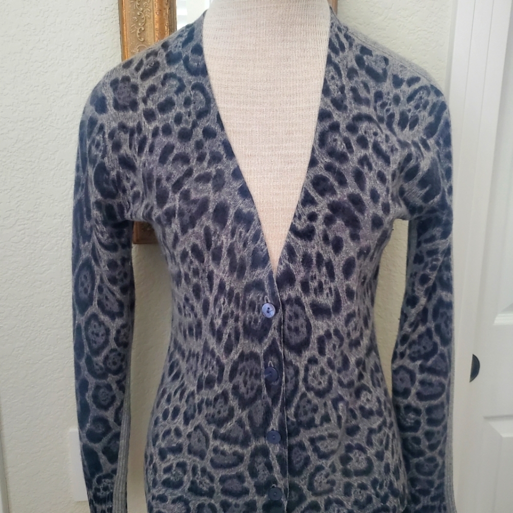 Pure Amici Cashmere Animal Print Cardigan